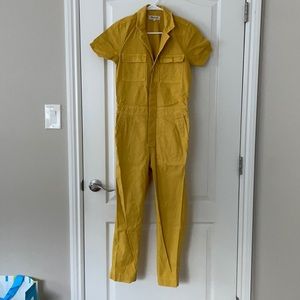 Madewell yellow mustard color short sleeve overall